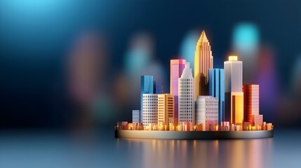 Obraz premium Breathtaking futuristic cityscape featuring towering skyscrapers sleek architectural forms and a mesmerizing display of vibrant neon lights that illuminate the nightscape