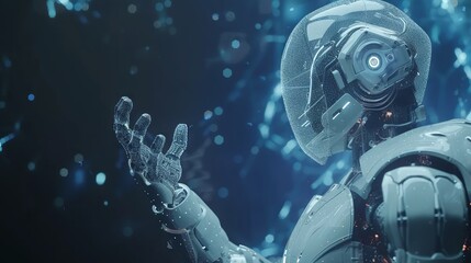 Robotics and artificial intelligence connecting and interacting with humans, chatbot software networks, big data transfer protocol systems, smart brain integration