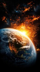 Stunning Earth in Space with Orbiting Station
