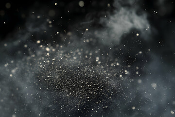Abstract Background with White Particles and Smoke on Black