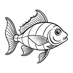 fish line art on white background
