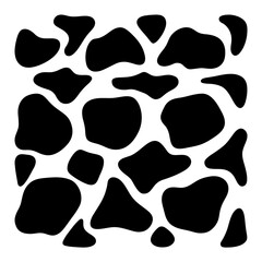A set of black free flowing abstract spots isolated on a white background, hand-drawn, vector. A collection of animal, cow, and Dalmatian skin spots. An empty element for the background, a design