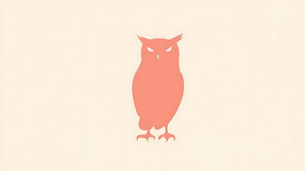 Simplified owl silhouette using a single solid color, smooth head and body, set against a light pastel background. No interior details or shading, flat colors, hd quality, modern minimalist approach,