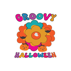 Naklejka premium Groovy Halloween unique t shirt design