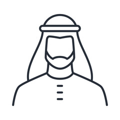 Muslim man icon. Human faceless avatar line vector icon.