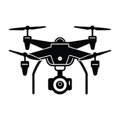 drone silhouette , drone icon, flat vector logo of a drone 