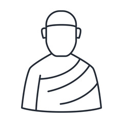 Ihram hajj icon. Muslim man faceless avatar vector illustration.