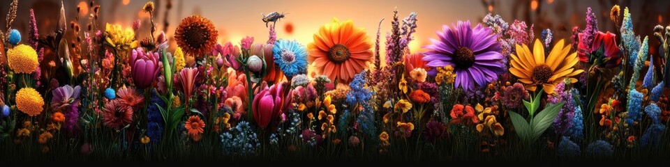 Misty Meadow at Sunset with Soft Light