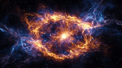 Fototapeta premium Celestial Symphony: Supernova Remnant 3D Render with Dynamic Gas and Dust Patterns in Cosmic Display