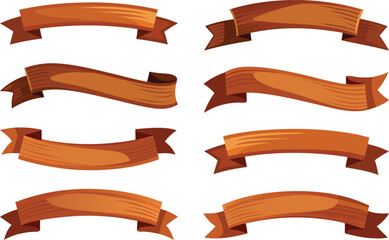 Obraz premium Set of 8 brown ribbon banners vector