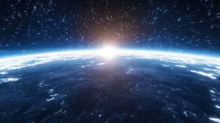 Cosmic Horizon - 3D Render of a Celestial Cosmos with Distant Planet and Stars, Ultra-Detailed Illustration with Cinematic Lighting