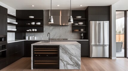 Fototapeta premium A contemporary kitchen with sleek