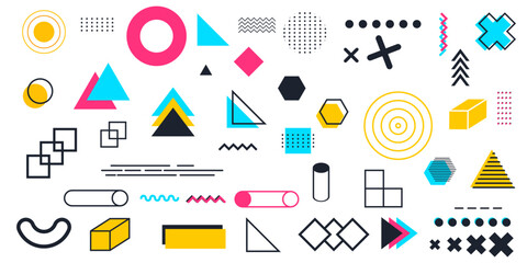 Set of vector elements design. Flat memphis style. Vector minimalist set. 