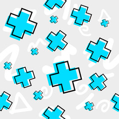 Flat style design. Vector illustration. Seamless memphis pattern. Banner repeat template. Design for cover, banner, texture, background.