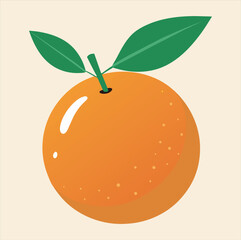 vector illustration of an orange with leaves