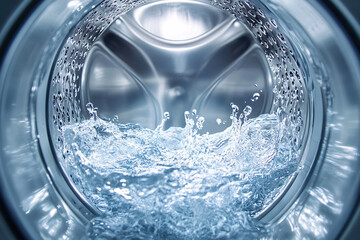 inside view of a washing machine with clean water