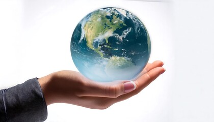 Global Communication Solutions with globe and white background. Environmental protection