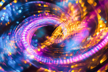 Obraz premium A dazzling whirl of multicolored lights that twist and spiral in dynamic motion