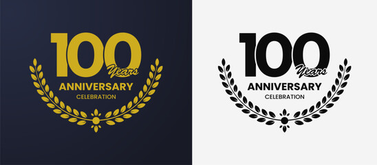 Obraz premium 100 years anniversary laurel wreath for celebrations, awards, certificates, posters, invitations, banners, badges. Vector Illustration