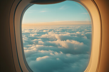 Clouds from Airplane Window Photograph