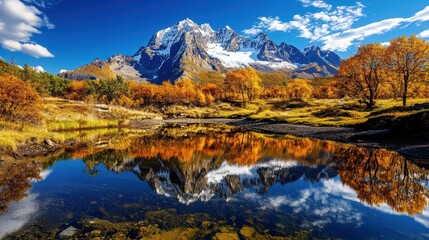 Serene Mountain Lake Reflecting Autumn Landscapes