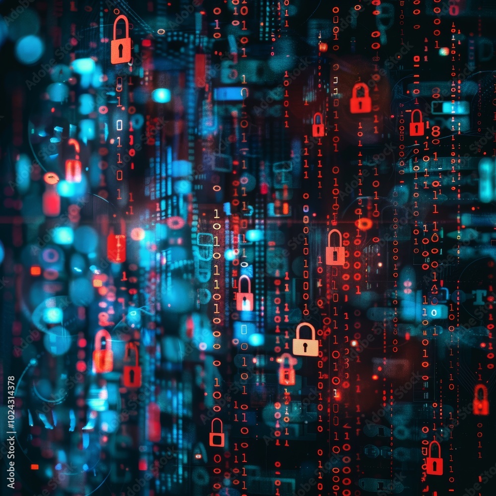 Poster abstract pattern emphasizing data protection.