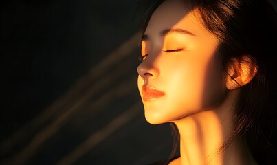  close-up of the face of a fair-skinned and elegant Asian woman, Generative AI