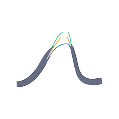 splice broken cable cartoon. insulation fault, outage disruption, maintenance troubleshooting splice broken cable sign. isolated symbol vector illustration