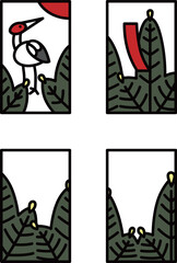 1月のカラーミニ花札アイコンセット