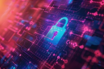 Obraz premium Artistic representation of cyber security in vibrant colors.