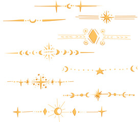 celestial divider border set cartoon. cosmos galaxy, nebula eclipse, zodiac constellation celestial divider border sign. isolated symbol vector illustration © PikePicture