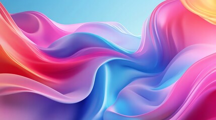 Obraz premium Abstract colorful waves on a light blue background.