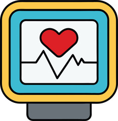 Heart rate monitor vector icon illustration. Flat Cartoon Style.