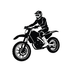 silhouette of a person riding a motorcycle illustration black and white background