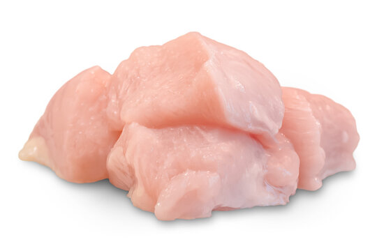 Pieces of fresh chicken meat. Isolated on transparent background.