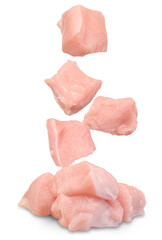 Pieces of fresh chicken meat. Isolated on transparent background.