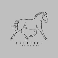 Hand Drawing Outline Horse Clean Background