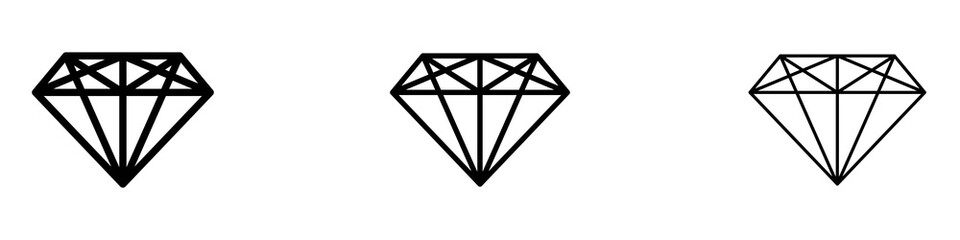 Diamond icon in tree different line stroke sizes.