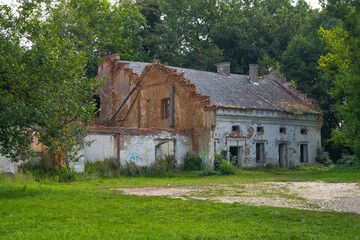 An old, dilapidated house.