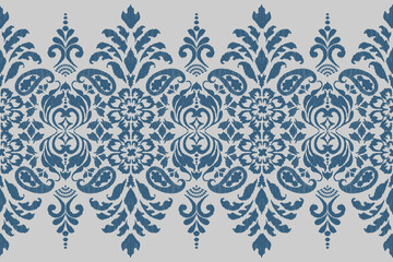 Fototapeta premium Ethnic oriental pattern traditional.Saree Sarong Motifs Ikat floral embroidery Seamless damask wallpaper pattern. Vintage background abstract design for texture, fabric, clothing, wrapping, decoration