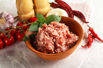 Raw minced pork uncooked meat