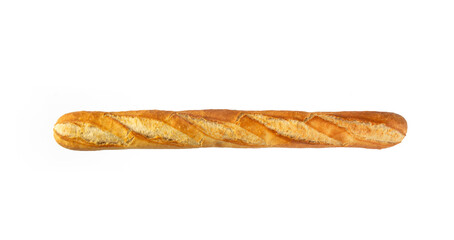 French baguette bread on white background