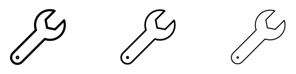 Wrench icon in tree different line stroke sizes.