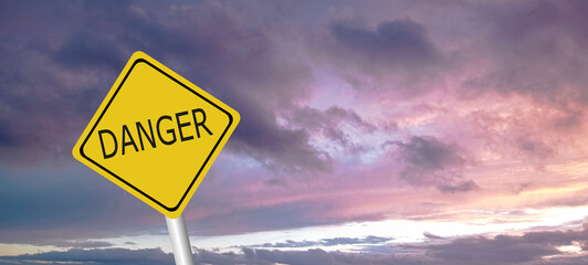 Hurricane Idalia warning sign against a powerful stormy background with copy space. Dirty and angled sign with cyclonic winds add to the drama.hurricane season sign on cloudy background