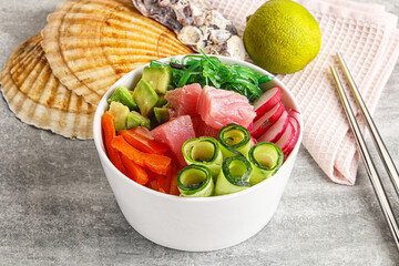 Hawaiian cuisine - poke with tuna and rice