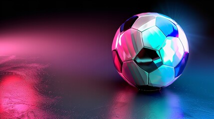 Naklejka premium An symbol, a text area, and a prize-worthy metallic soccer ball with bright hues, Generative AI.