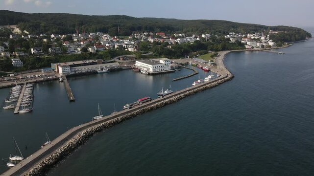 R&uuml;gen Island Sassnitz City from top with the port at the foreground