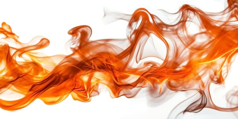 Vivid abstract orange fire smoke swirling gracefully against a dark black background, creating a captivating and dynamic visual with fluid movements.