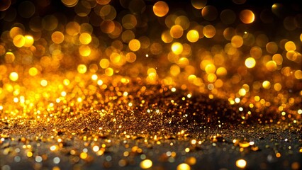 A symphony of shimmering gold, where countless tiny lights dance in a harmonious blur, creating a breathtaking spectacle of depth and luminosity.