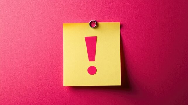 A close-up of a sticky note with an exclamation mark, set against a bold background, highlighting an alert or critical reminder